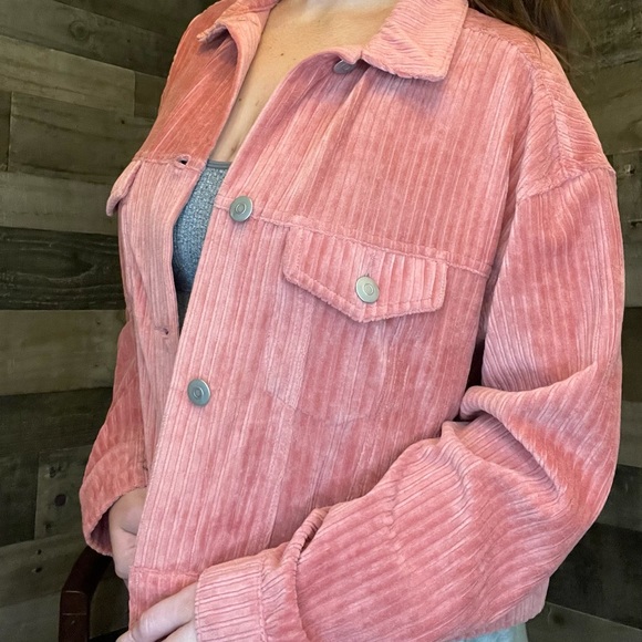 Indie Pink Crop Corduroy Jacket - Picture 7 of 8